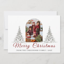 Einfache Frohe Weihnachten Tannenbaum Familienfoto