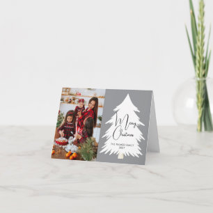 Einfache Frohe Weihnachten Tannenbaum Familienfoto Karte
