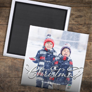 Einfache frohe Weihnachts-Fotovorlage Magnet
