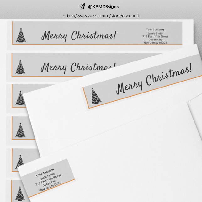 Einfache frohe Weihnachtsbaum-Rücksendeadresse (Simple Merry Christmas Tree Return Address Wrap Around Label)