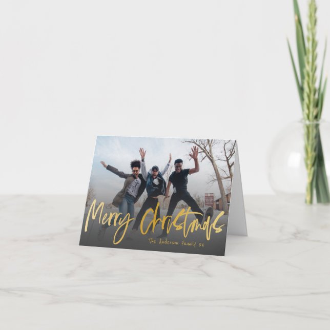 Einfache frohe Weihnachtskalligrafie Foto Holiday  Feiertagskarte (Vorderseite)
