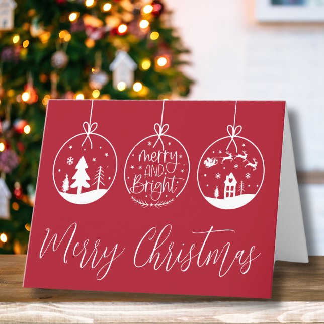 Einfache, fröhliche und helle Weihnachten (Red Simple Merry And Bright Christmas Holiday Card)