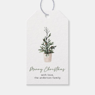 Einfache fröhliche Weihnachtsbäume Geschenktasten Geschenkanhänger