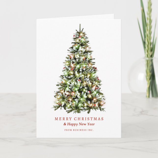 Einfache fröhliche Weihnachtsbaume Urlaub Unterneh Feiertagskarte (Vorderseite)
