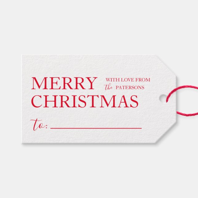 Einfache fröhliche Weihnachtsgeschenke Geschenktas Geschenkanhänger (Vorderseite (Horizontal))