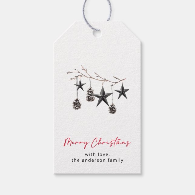 Einfache fröhliche Weihnachtsschmuck-Tags Geschenkanhänger (Vorderseite)