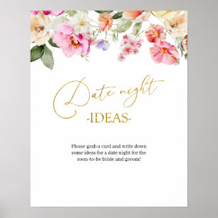 Einfache Frühlingsblumen-Date-Night-Idee-Spiel-Sch Poster