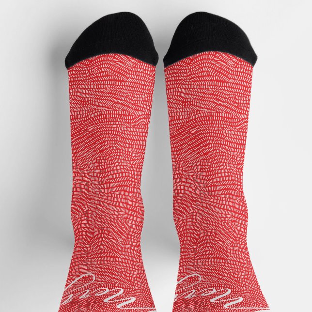 Einfache Fun Hand gezeichnet Frohen Weihnachtsurla Socken (Oben)