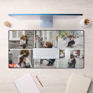 Einfache fünf FotoCollage individuell Schreibtischunterlage