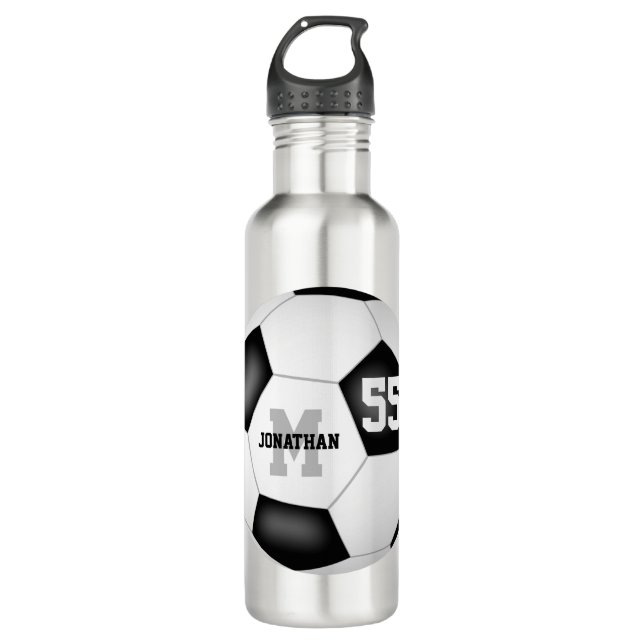 Einfache Fußball-Junge Name Jersey Nummer Edelstahlflasche (Vorderseite)