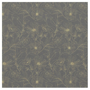 Einfache Gartenanlage Blume Gold Konturen Design Stoff