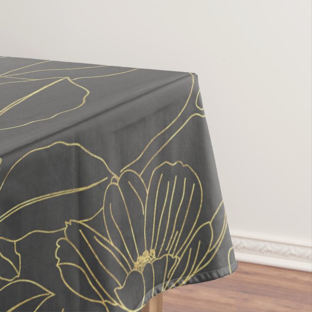 Einfache Gartenanlage Blume Gold Konturen Design Tischdecke (Beispiel)