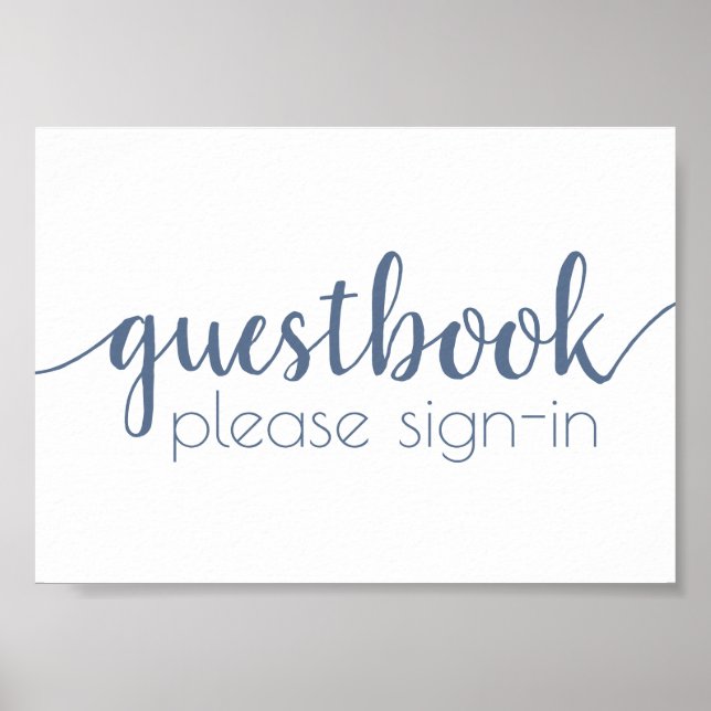 Einfache Gästebuch | Dusty Blue Any Event Sign (Vorne)