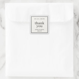 Einfache Gastgeschenk Hochzeit der neutralen Grenz Quadratischer Aufkleber