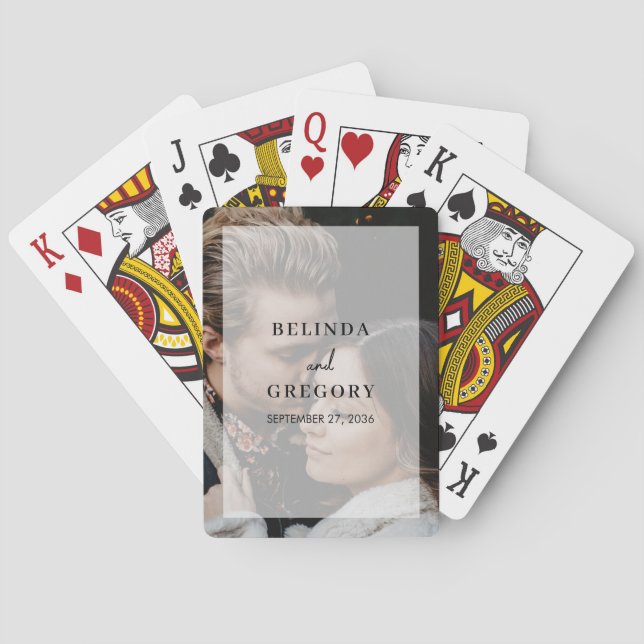Einfache Gastgeschenk Hochzeit für Elegantes Foto- Spielkarten (Rückseite)