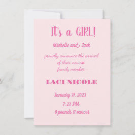 EINFACHE GEBURTSANKÜNDIGUNG EINLADUNG