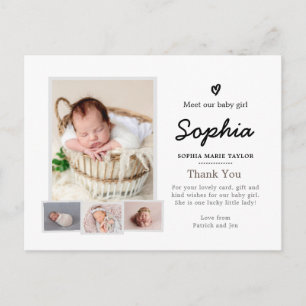 Einfache Geburtsankündigung für Fotos, neue Babypo Postkarte