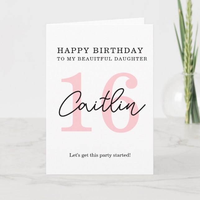 einfache Geburtstagskarte 16. Geburtstag. Karte (Vorderseite)