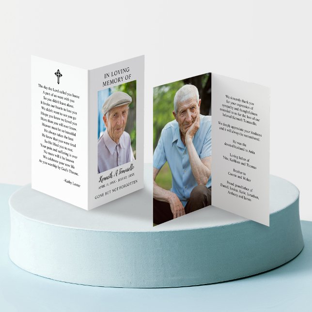 Einfache Gedenkkarte für Beerdigungen Foto gefloch (Simple Funeral Memorial Photo Folder Prayer Card)