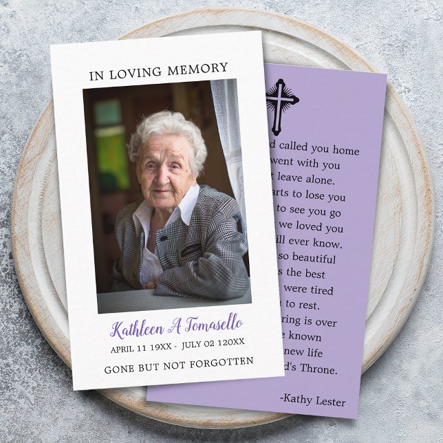Einfache Gedenkkarte für das Beerdigungsgebet Visitenkarte (Simple Funeral Memorial Prayer Photo Card)