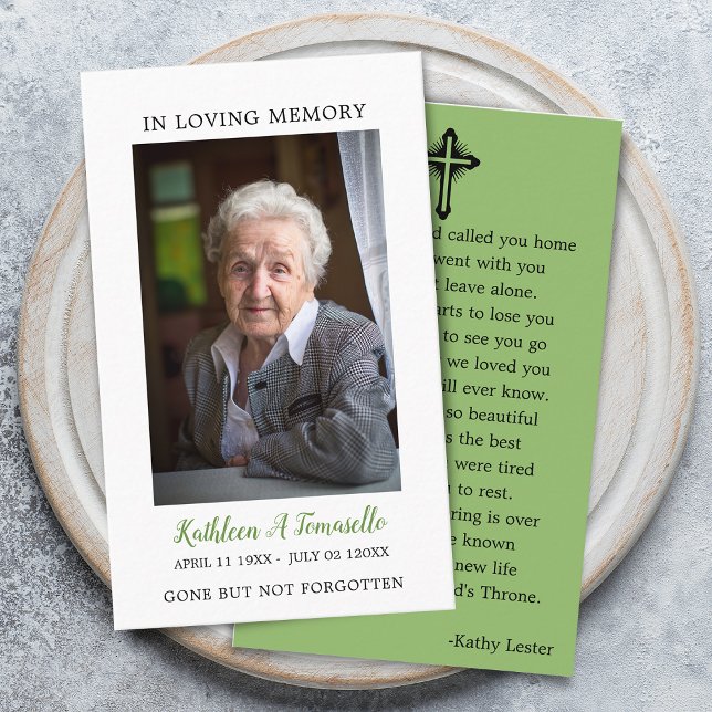 Einfache Gedenkkarte für das Beerdigungsgebet Visitenkarte (Simple Funeral Memorial Prayer Photo Card)