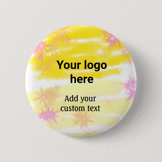 Einfache gelbe Aquarell-Add-your-Logo-Text Button (Vorderseite)