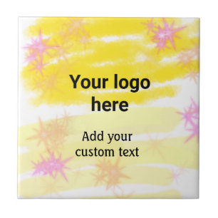 Einfache gelbe Aquarell-Add-your-Logo-Text Fliese