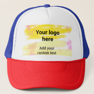 Einfache gelbe Aquarell-Logos mit individuellem Te Truckerkappe