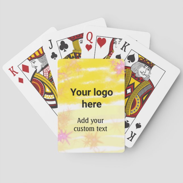 Einfache gelbe Aquarellfarbe Fügen Sie Ihrem Logo  Spielkarten (Rückseite)