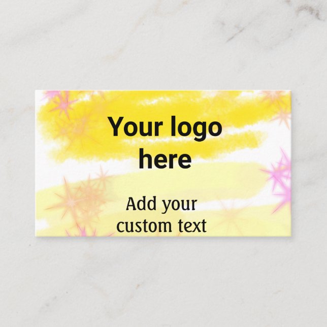 Einfache gelbe Aquarellfarbe Fügen Sie Ihrem Logo  Visitenkarte (Vorderseite)