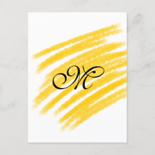 einfache gelbe Aquarelllinien fügen Ihre Monogramm Postkarte
