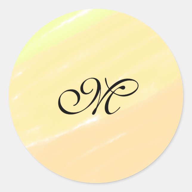 einfache gelbe Aquarelllinien fügen Ihre Monogramm Runder Aufkleber (Vorderseite)