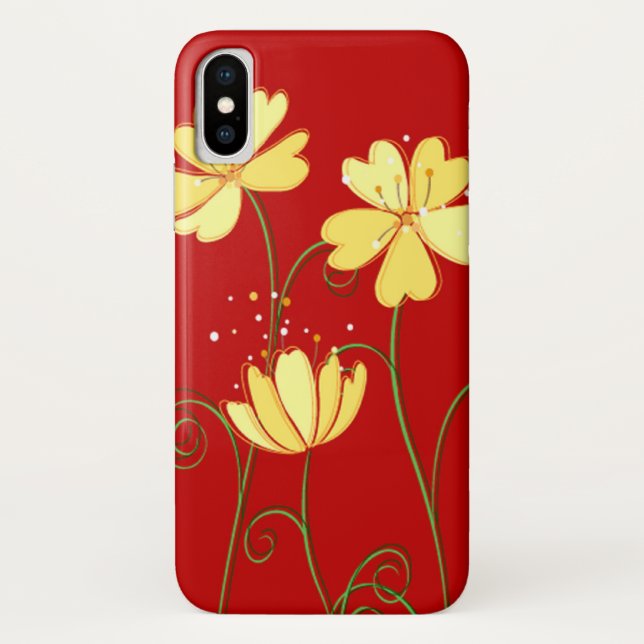 Einfache gelbe Blumen auf Rot Case-Mate iPhone Hülle (Rückseite)
