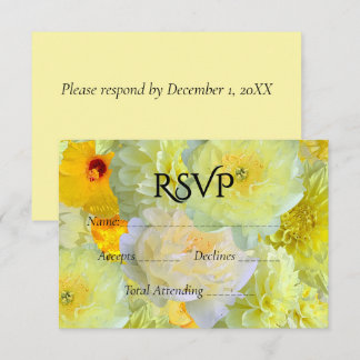 Einfache gelbe Blumenhochzeit-RSVP RSVP Karte
