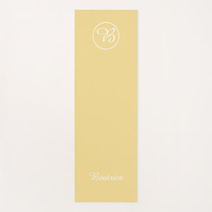 Einfache gelbe Farbblock-Monogramm und Name Yogamatte