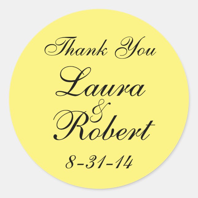 Einfache Gelbe Monogramm Runder Aufkleber (Vorderseite)