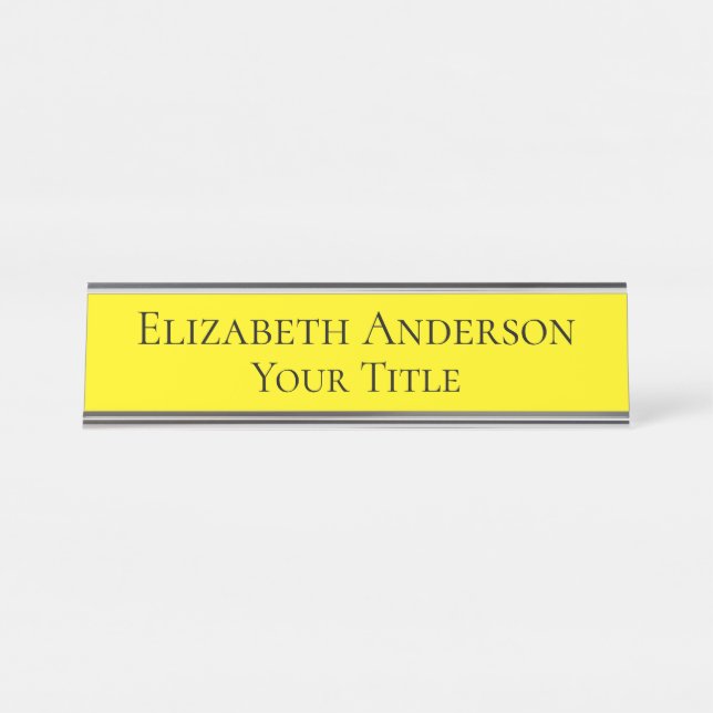 Einfache gelbe Namensplatte Schreibtischnamensplakette (Vorderseite )