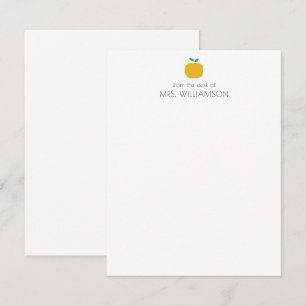 Einfache gelbe Niedliche Apple-Personalisiert-Lehr Mitteilungskarte