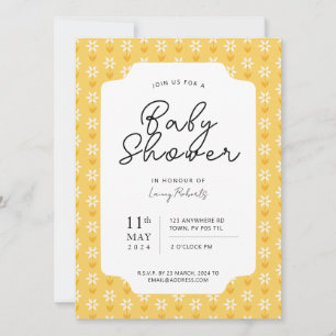Einfache Gelbe Retro Daisy Blumenblock Print Einladung