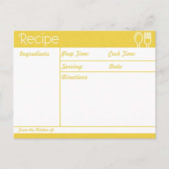 Einfache, gelbe Rezeptur ohne Leine Postkarte (Vorderseite)