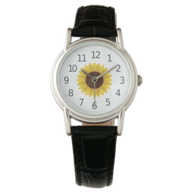 Einfache gelbe Sonnenblume, Blütenschau Armbanduhr (Vorderseite)