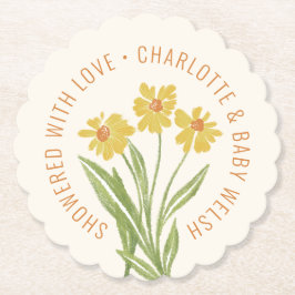 Einfache gelbe Wildblume mit Liebe duscht Untersetzer