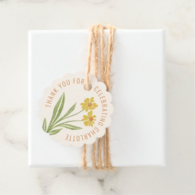 Einfache Gelbe Wildblume Vielen Dank für Ihre Unte Geschenkanhänger (Beispiel)
