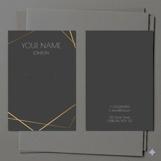 Einfache, geometrisch graue Ohrring-Grafikkarte au (Simple gold geometric grey earring display card.)
