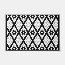 Einfache geometrische Diamant-Imitate Tile Schwarz Fußmatte