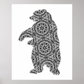 Einfache geometrische Farbgestaltung von Tierbären Poster