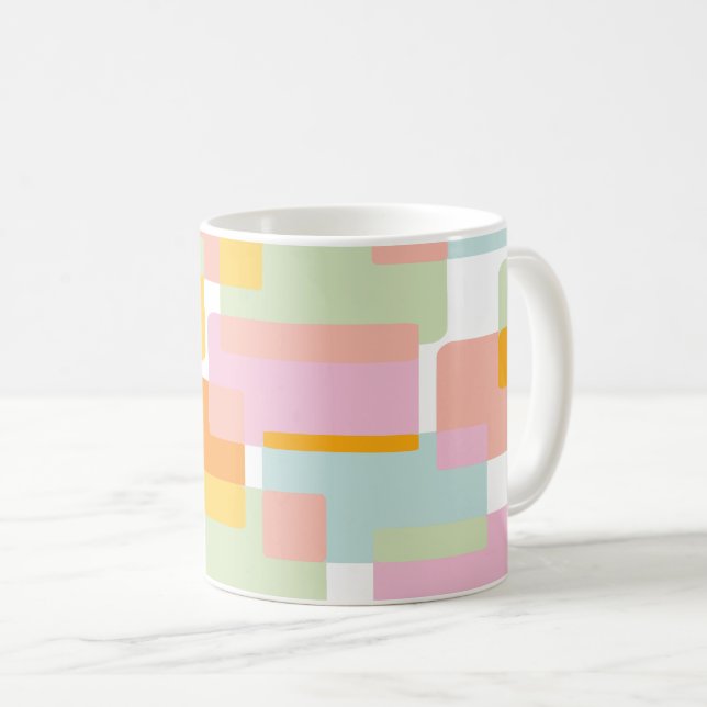 Einfache geometrische Formen in gelben Pastellfarb Kaffeetasse (VorderseiteRechts)