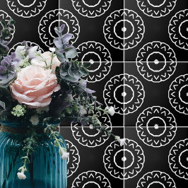 Einfache geometrische Gemusterte Schwarzweiß-Weiß Fliese