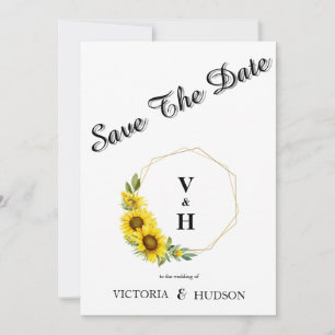 Einfache geometrische Gold-Sonnenblume Save The Date