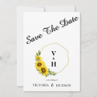 Einfache geometrische goldene Sonnenblume Save The Date